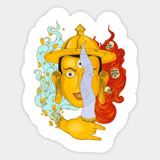 Buddhist deity Sticker by juliusllopis